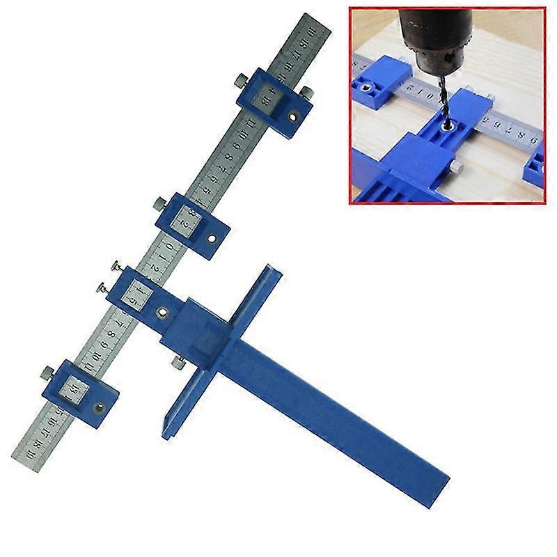 Multifunctional Furniture Carpentry Punch Locator Drill Guide Ruler Woodworking Hole Locator Adjustable Drilling Positioner Tool