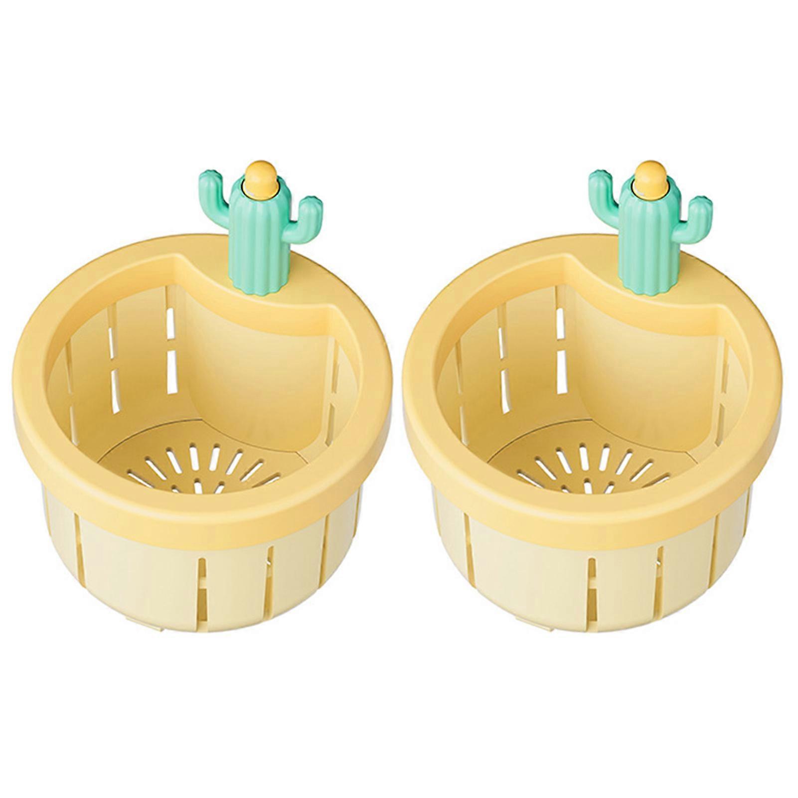 2 Pcs Kitchen Sink Strainer Multifunctional Household Cactus Strainer Press Type Automatic Dumping Sink Drainage Basket for Kitchen Hands-free Waste F