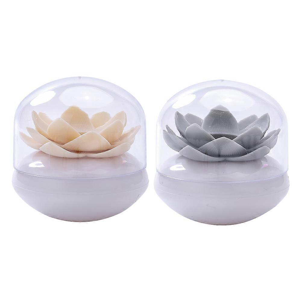 2 יח 'מארגן אחסון פלסטיק מחזיק קיסם בצורת לוטוס מחזיק ספוגית כותנה ענן תיבת אחסון מקרה קיסם