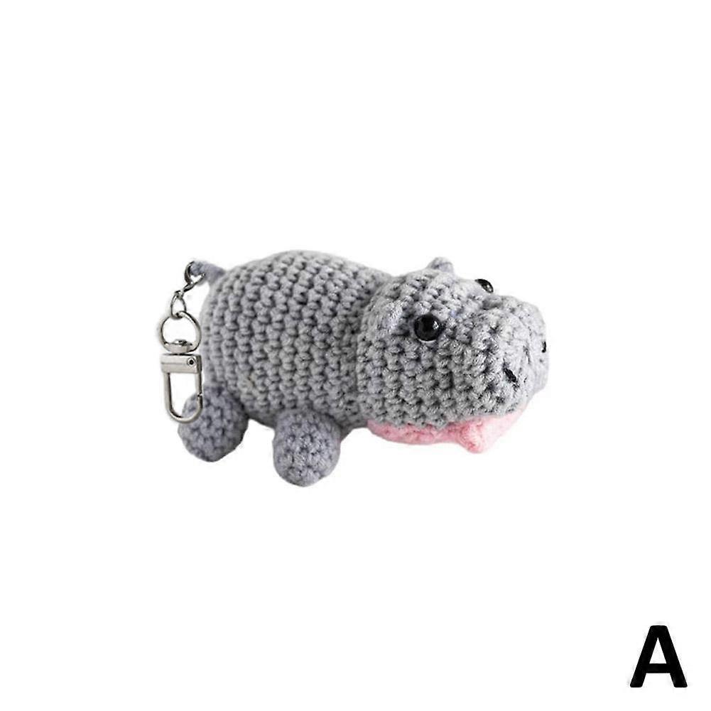 Super Cute Plush Handmade Knitted Woolen Pendant Small Doll Hippopotamus Toy