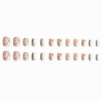 Dy100 Zomer Daisy Korte Ronde Nagelstickers Ronde Hoofd Nagelstickers Jelly Glue Model