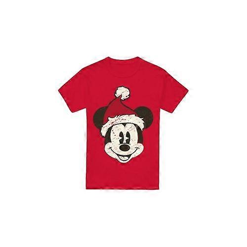 Disney Mens Mickey Mouse Santa Face T-Shirt