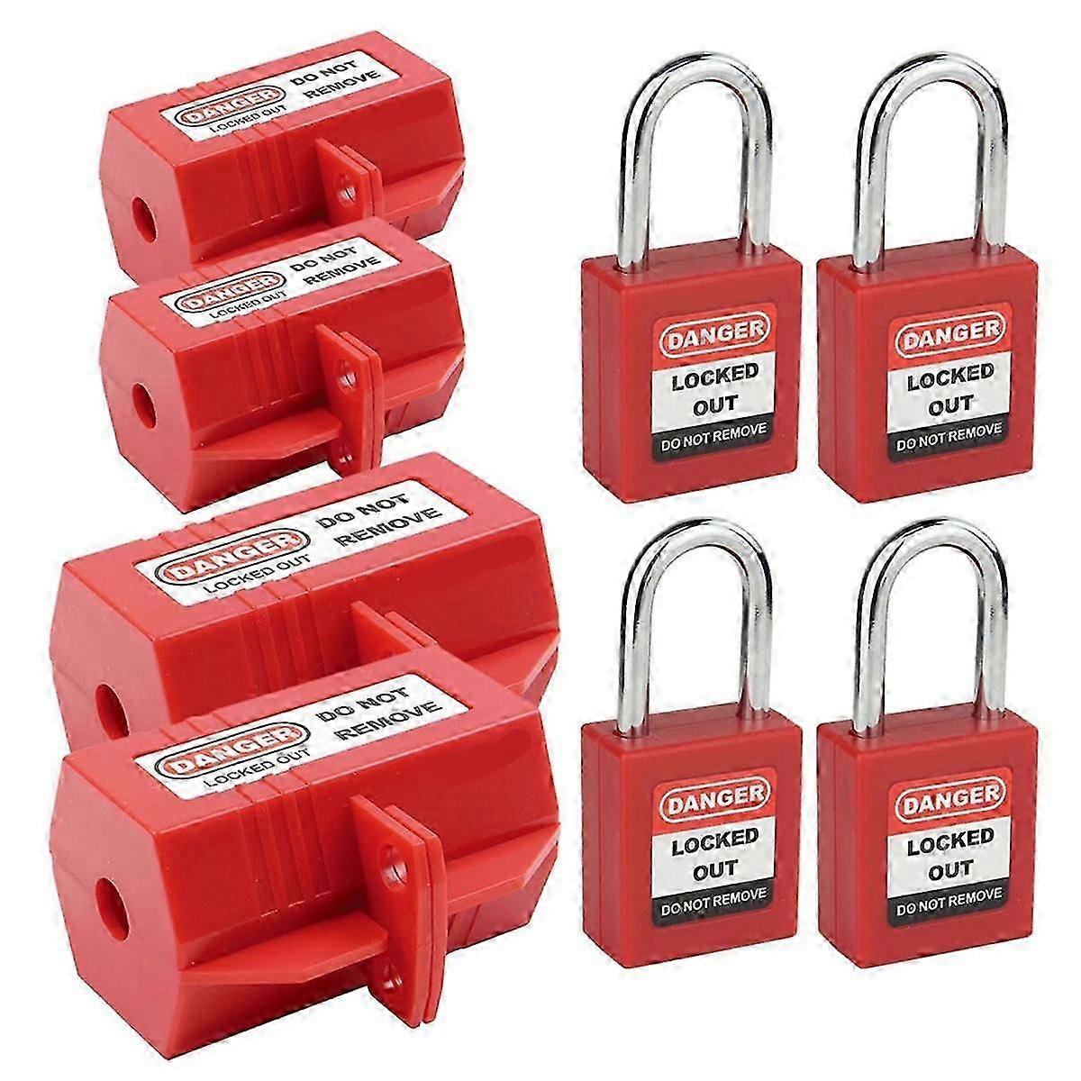 قفل التوصيل لمجموعة علامة القفل ، قفل سلك التوصيل 110 فولت و 220 فولت قفل سلك الطاقة ، غطاء قفل التوصيل الكهربائي الأحمر ب