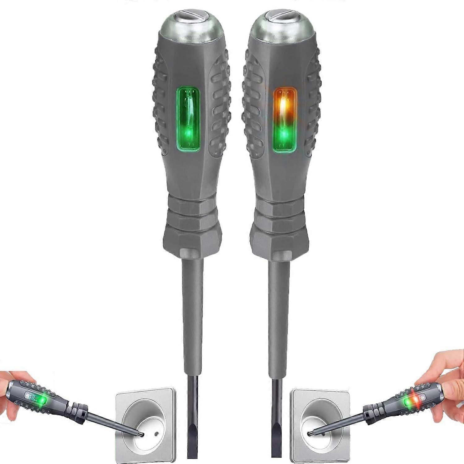2PCS 2-in-1 High Torque Strong Magnetic Flathead Screwdriver Electricity Detector,Non Contact Voltage Detector,Voltage Tester Pen,Electric Tester Pen,