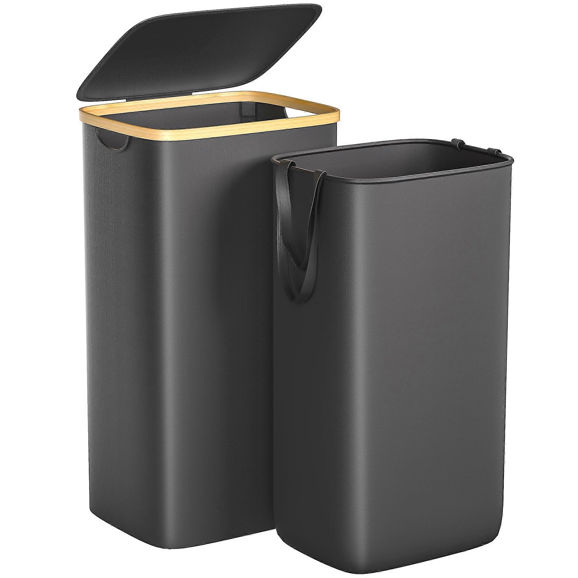 Large Collapsible Tall Laundry Hamper 100L for Dorm Bedroom Bathroom - Durable Fabric, Space-Saving Design, Gray