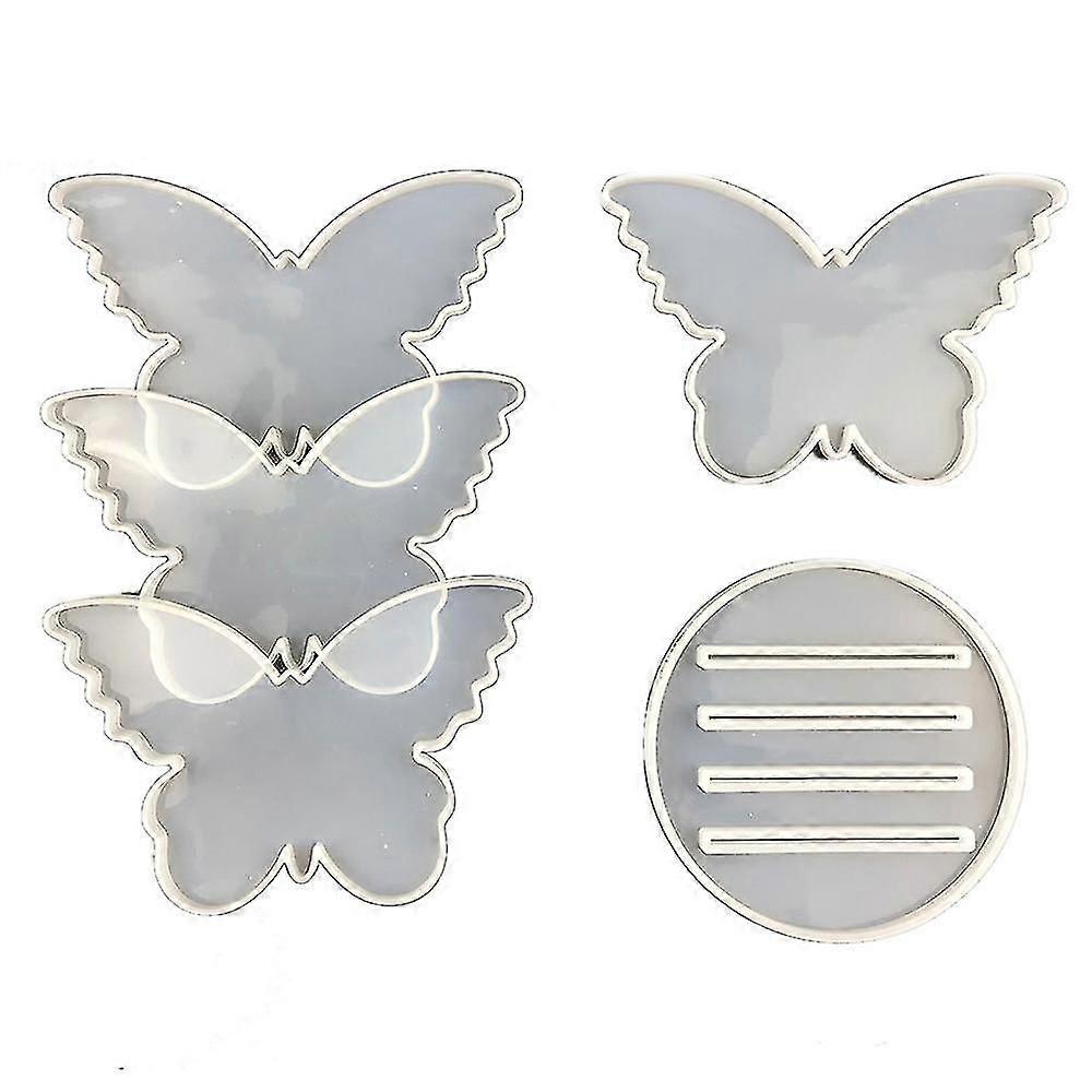 5pcs Coaster Silicone Mold Diy Mirror Butterfly Coaster Combination