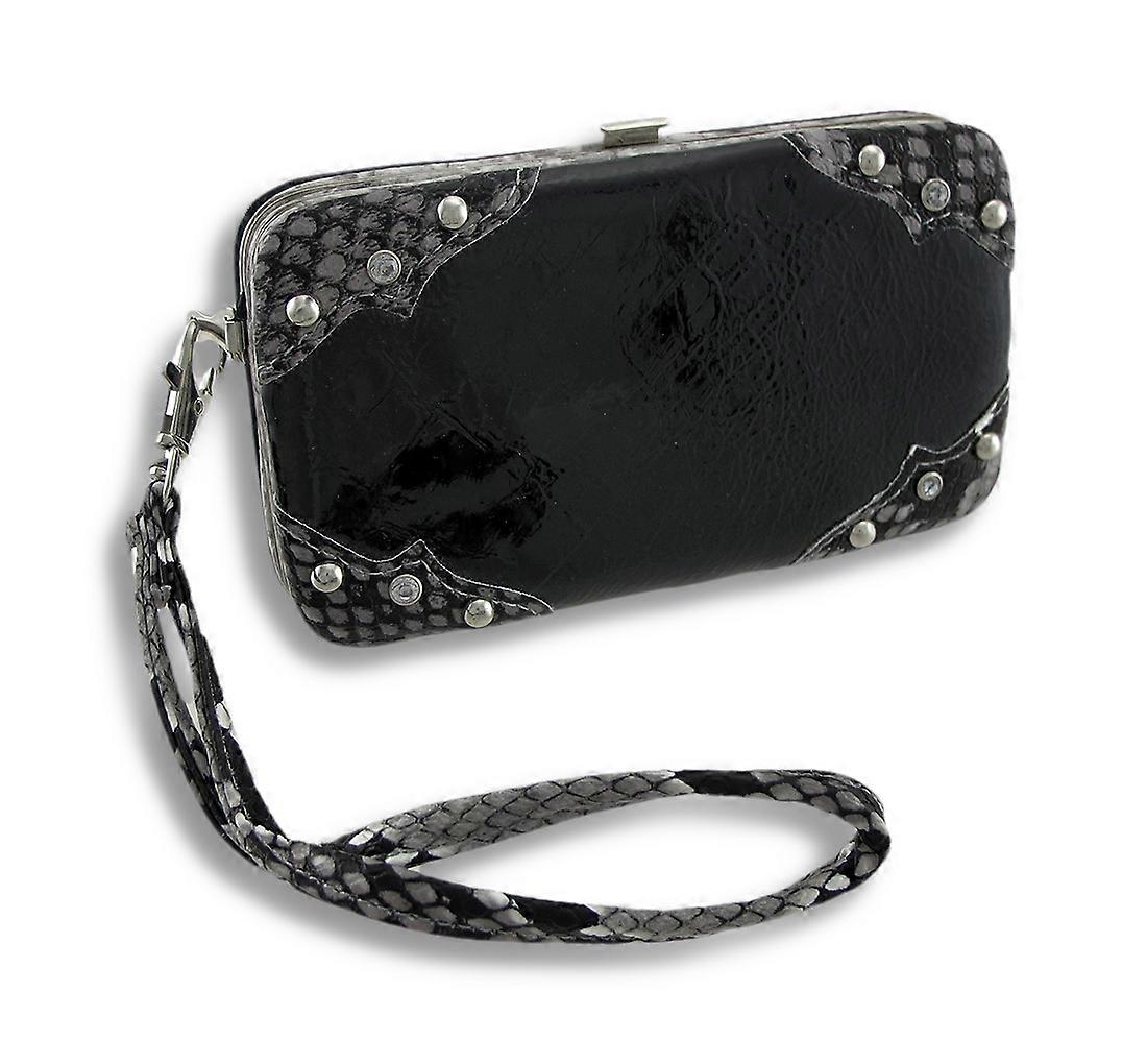 Glänsande Vinyl iPhone 5/5s plånbok mudd med ormskinn Trim