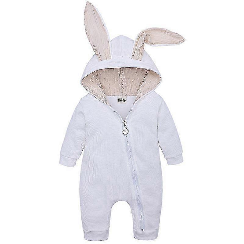 Baicccf Toddler Infant Baby Romper Rabbit Bunny Pajamas Jumpsuit Easter Pjs White 9-12 Months