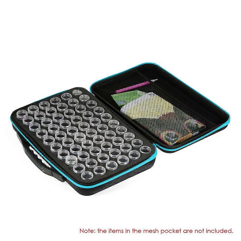 60-Bottles Diamond Painting Box Shockproof Drop-proof Double-Zipper Closure Embroidery Rhinestones Storage Container Case--Blue