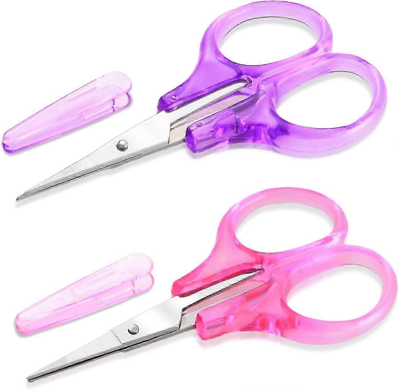 2er-Pack kleine Nähschere Edelstahl, Präzision zum Sticken Quilten Nähen Stricken Basteln (Rosa + Lila)