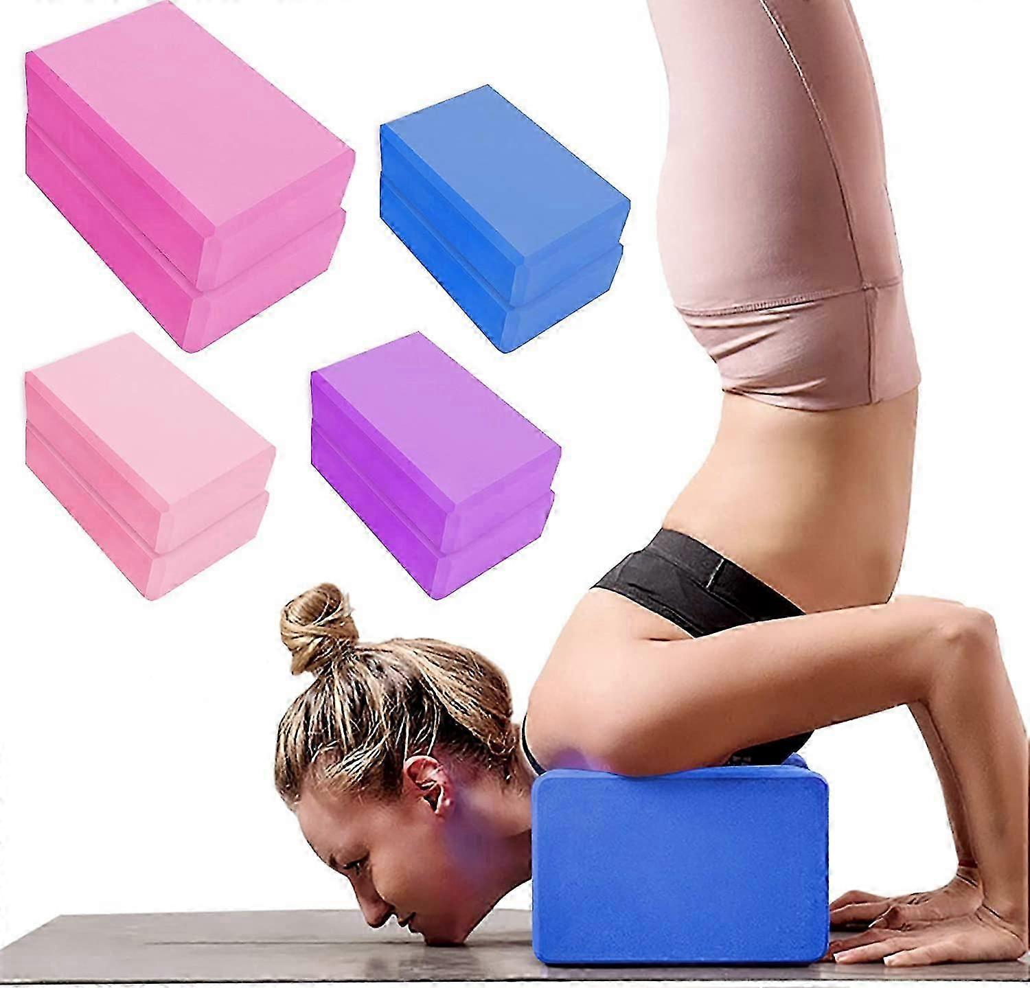 2 Pack Yoga Blocks High Density EVA Foam Brick Soft Non-Slip Surface Exercise Bricks Stability and Balance