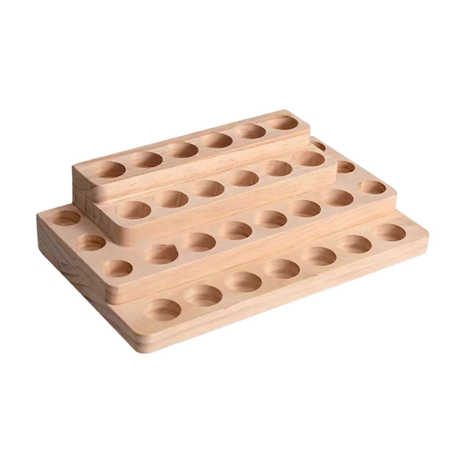 Wooden Display Stand Rack Desk Aroma Bottles Storage Organizer for Festivals 29.5cmx17.5cmx7.2cm