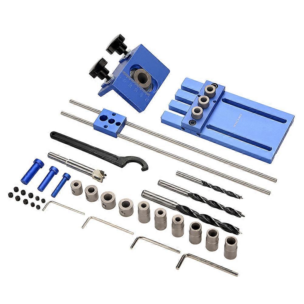 Hole Drill Guide Pin Jig Set with Drill Bit and Depth Stop Ring Woodworking Locator Tool