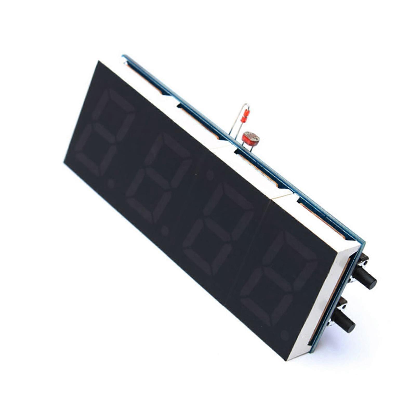 Compact 4-digit DIY Digital LED Clock Kit Light Control Temperature Date Time Display with Transparent Case