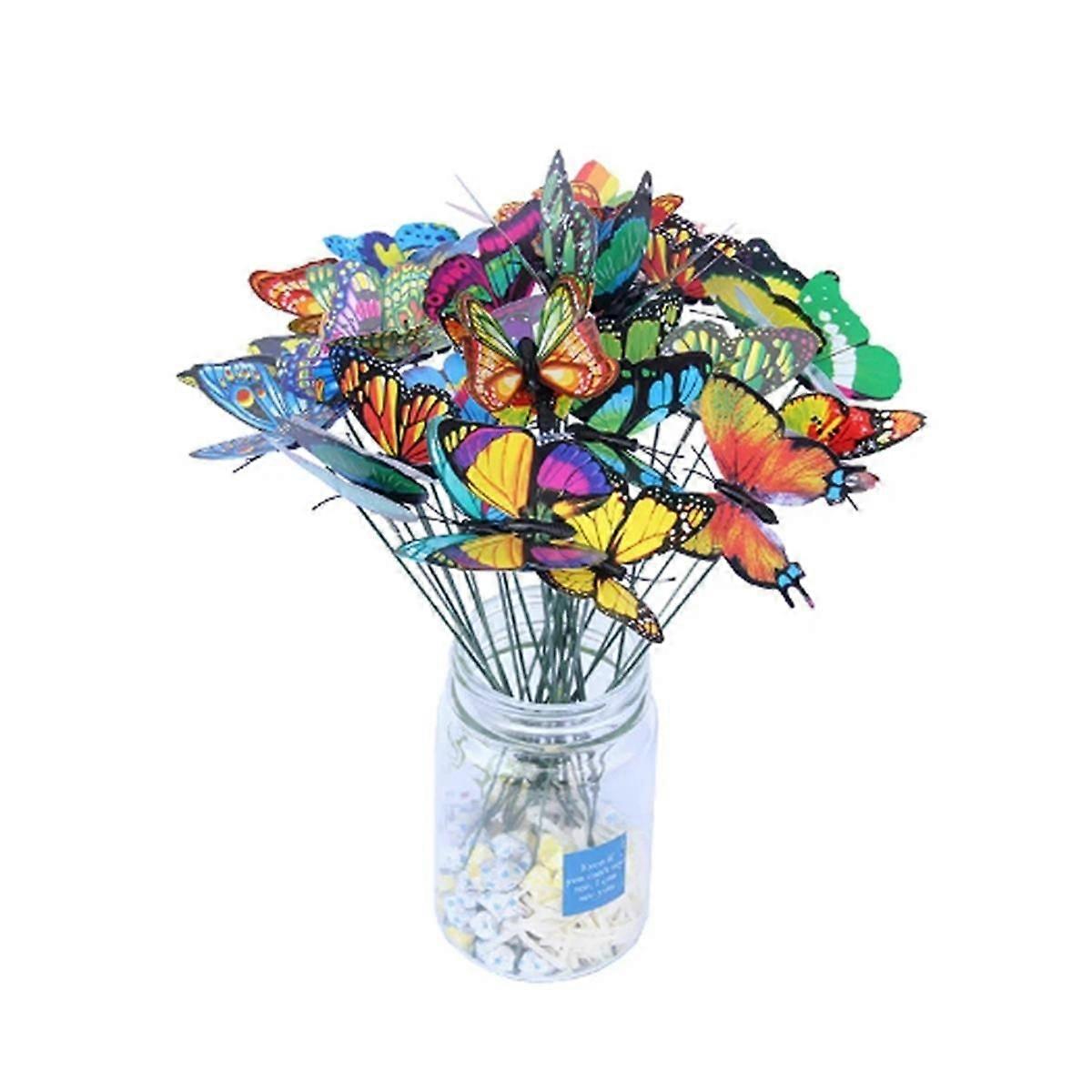 3D Three-Dimensional PVC Simulation Butterfly Outdoor Garden Decoration Floral Pole Color Random Be