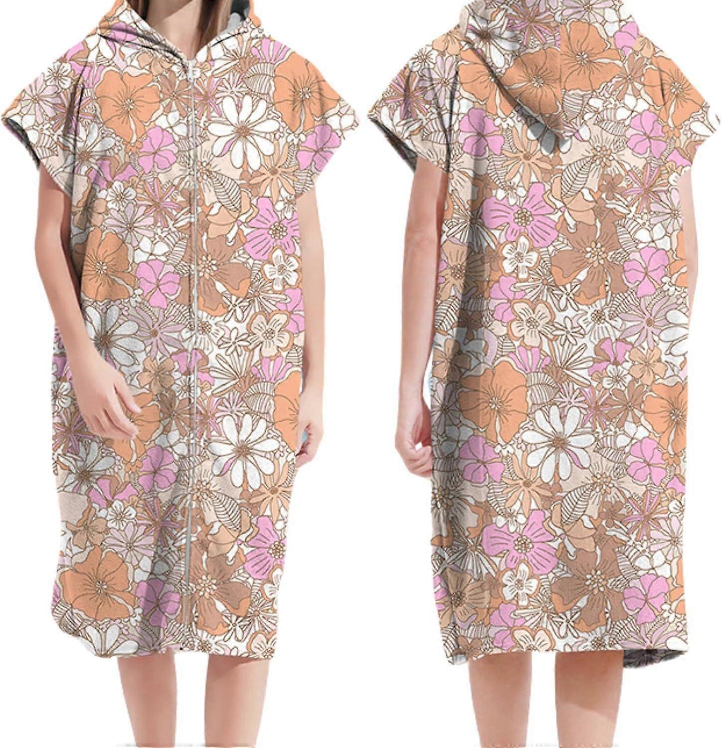 Microfiber Beach Towel Zipper Style Large Bathrobe 110cm x 75cm (Suitable for Height 155-158cm), Oversized Hooded Design Pool Towel, Windproof, Water