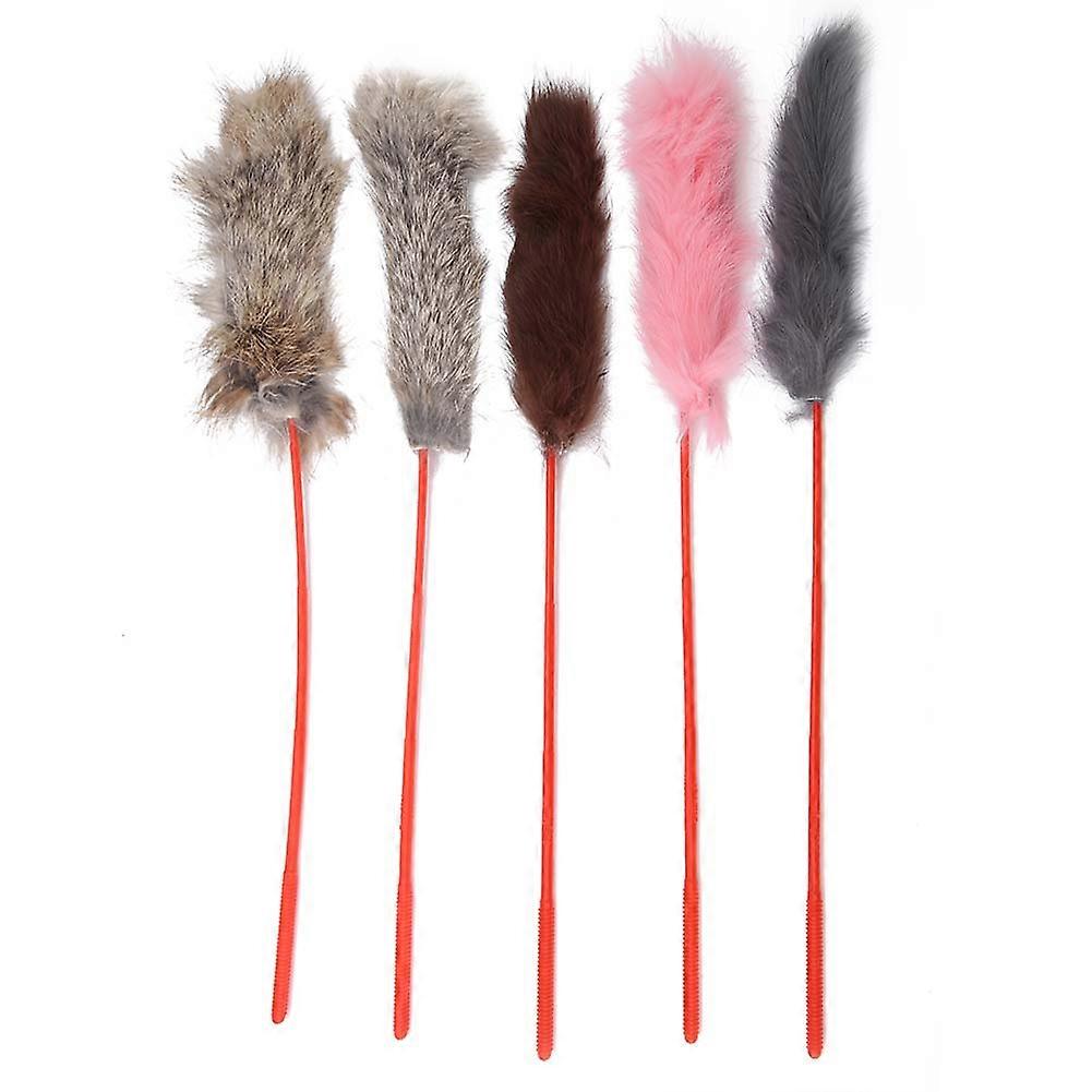 Funny Cat Kitten Pet Play Toy Cat Bell Rabbit Hair Stick Set Interactive Toy Kitten Playset