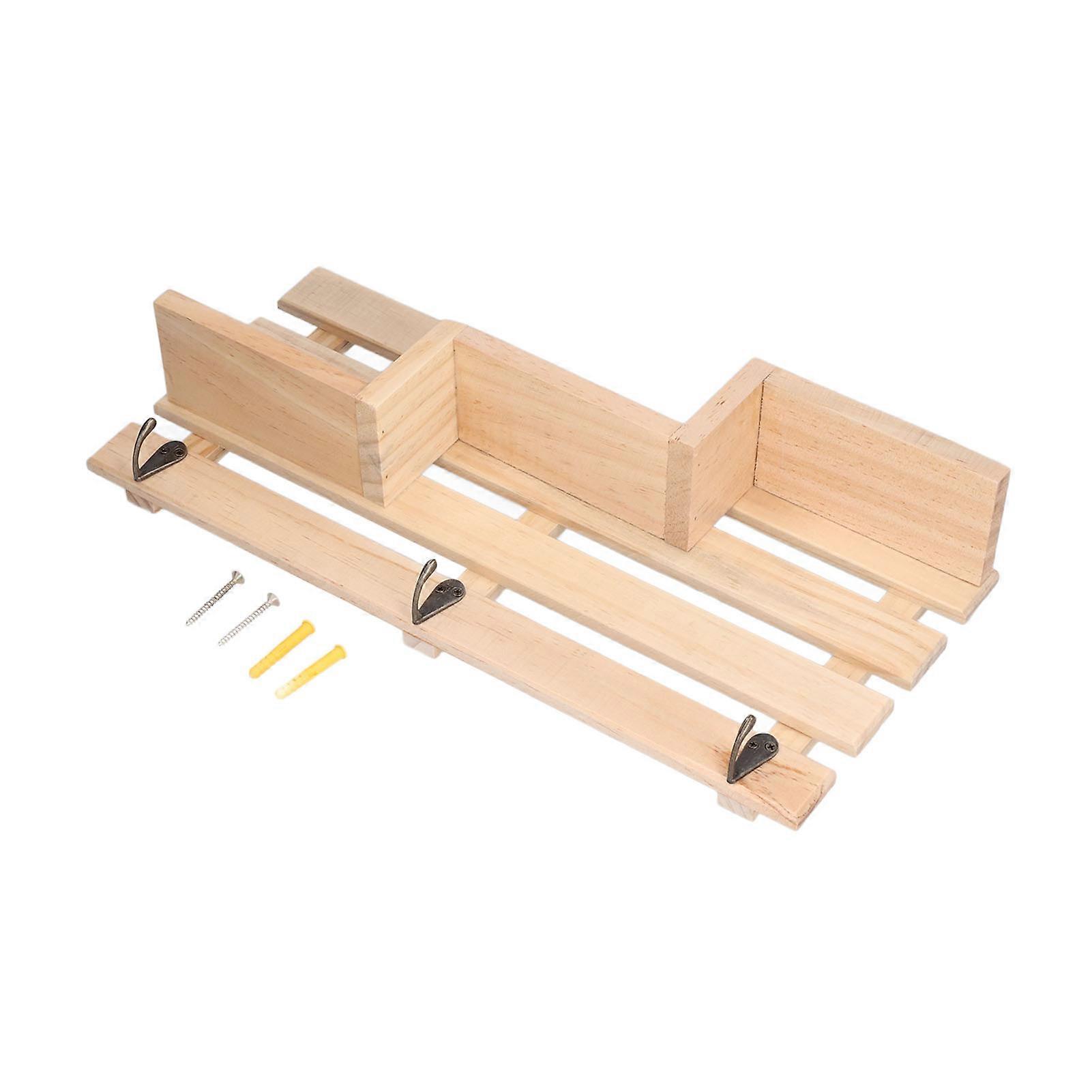 Wall Storage Shelf Multifunctional Wooden Organizer for Living Room, Kitchen, Study - Rustic Design, Easy Install