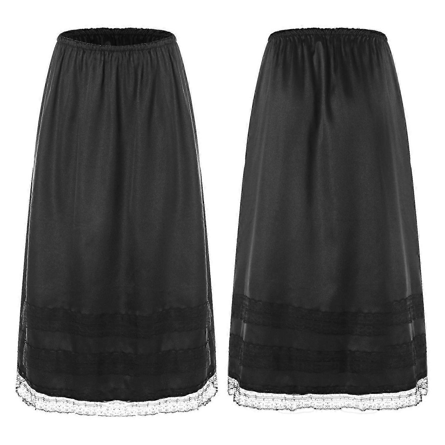 Subuteay Skirt Slip for Women Half Slip Dress Extender Midi Underskirt Floral Lace Knee Length Smooth Skirt, A - Lace Hemline - White, L price in UAE | Amazon UAE