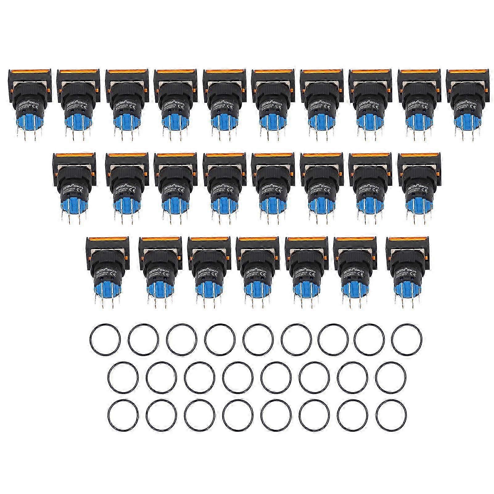 25PCS Self Locking Push Button Switch Rectangular Industrial Push Switch for Relay AC DC24V 5A