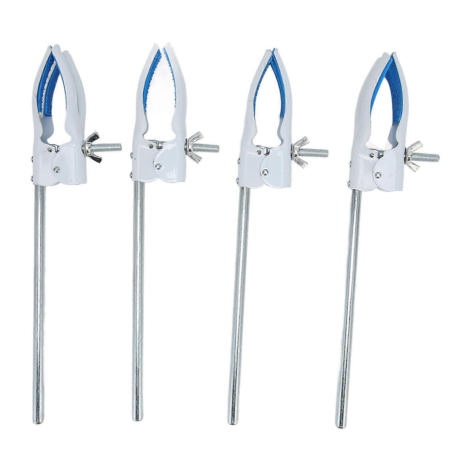 4pcs 4 Prong with Rubber Coating Professional Universal Stainless Steel Lab Stand Clamp for Test Tubes Flasks