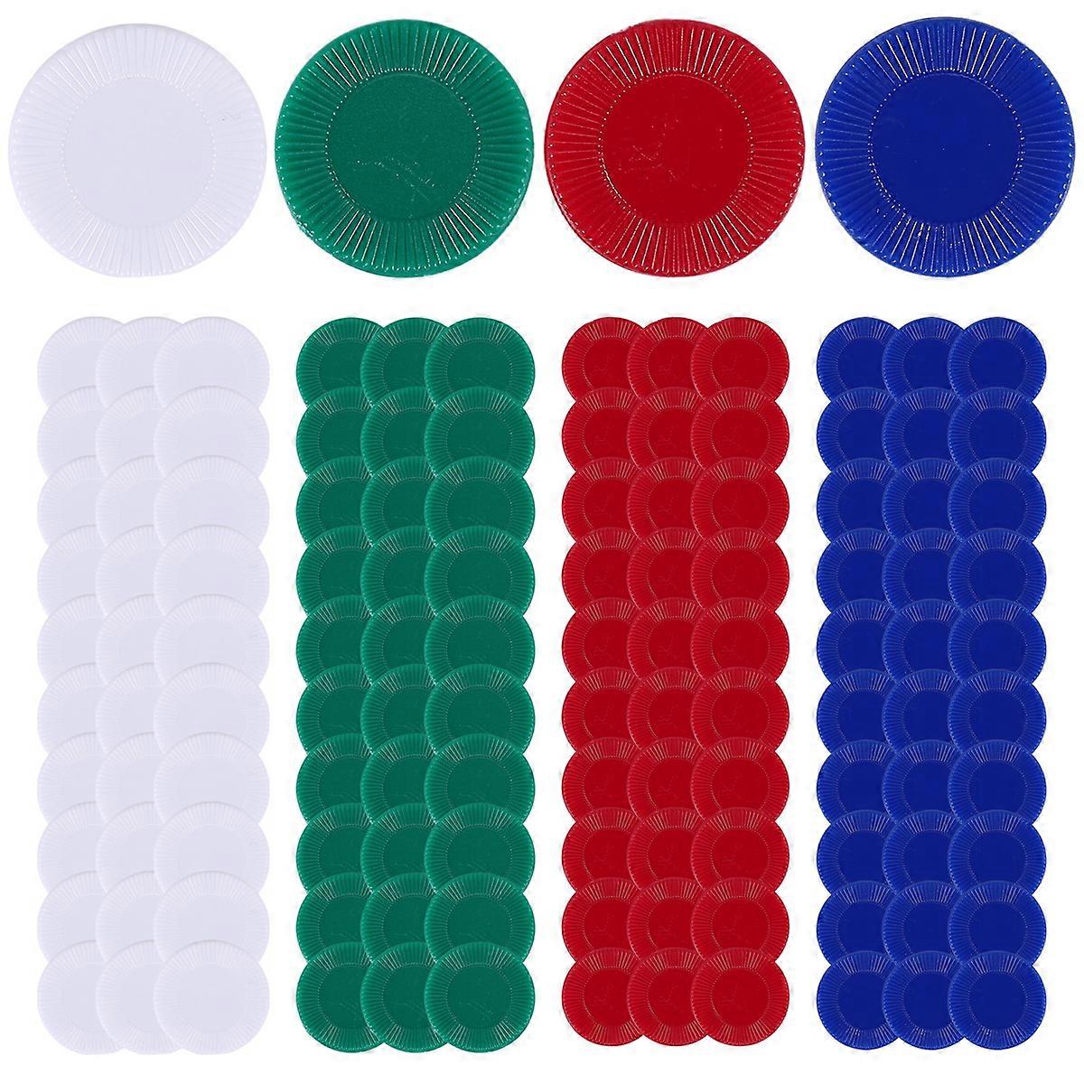 400 Pieces Plastic Poker Chips Game Chips 4 Colors Counter Card, 3