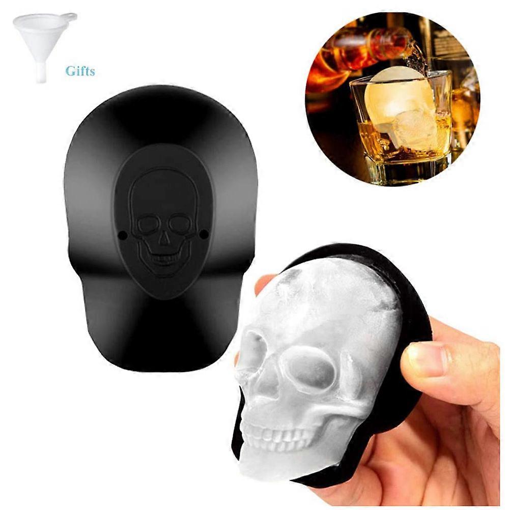 3D Skeleton Head Ice Cube Silicone Ice Mold with Funnels Skeleton Head Mold