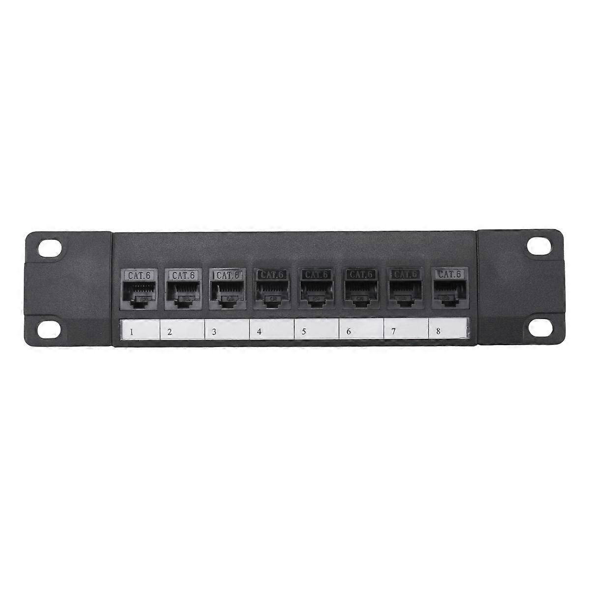 8 Port Straight-Through CAT6 Patch Panel RJ45 Network Cable Adapter