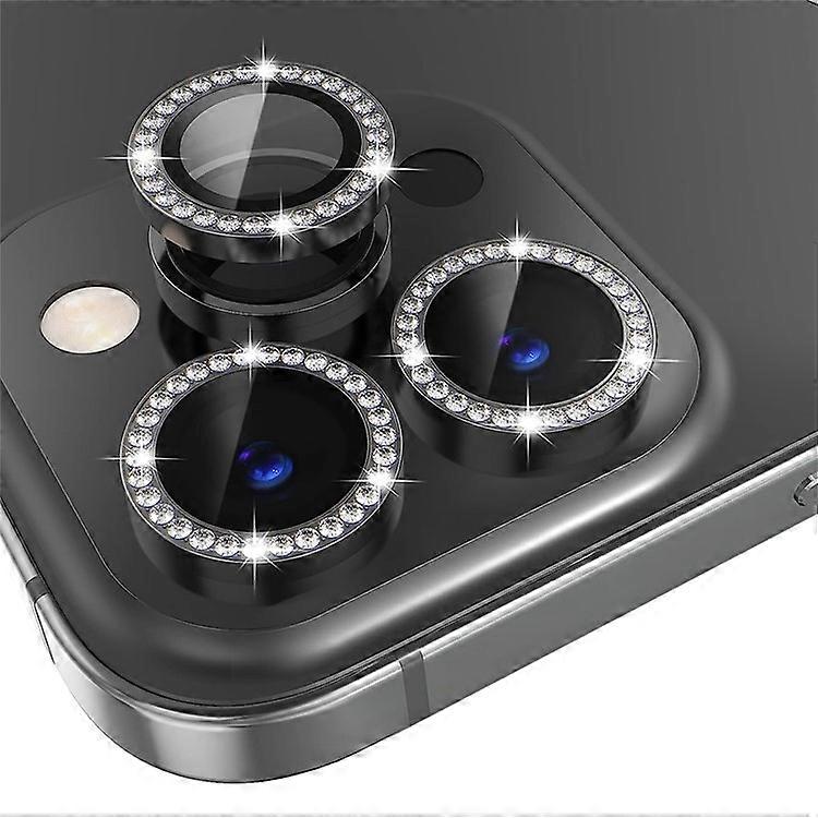 NORTHJO 1 Set Compatible For iPhone 14 Pro / 14 Pro Max Camera Lens Protector Tempered Glass + Metal Rhinestone Camera Ring Film
