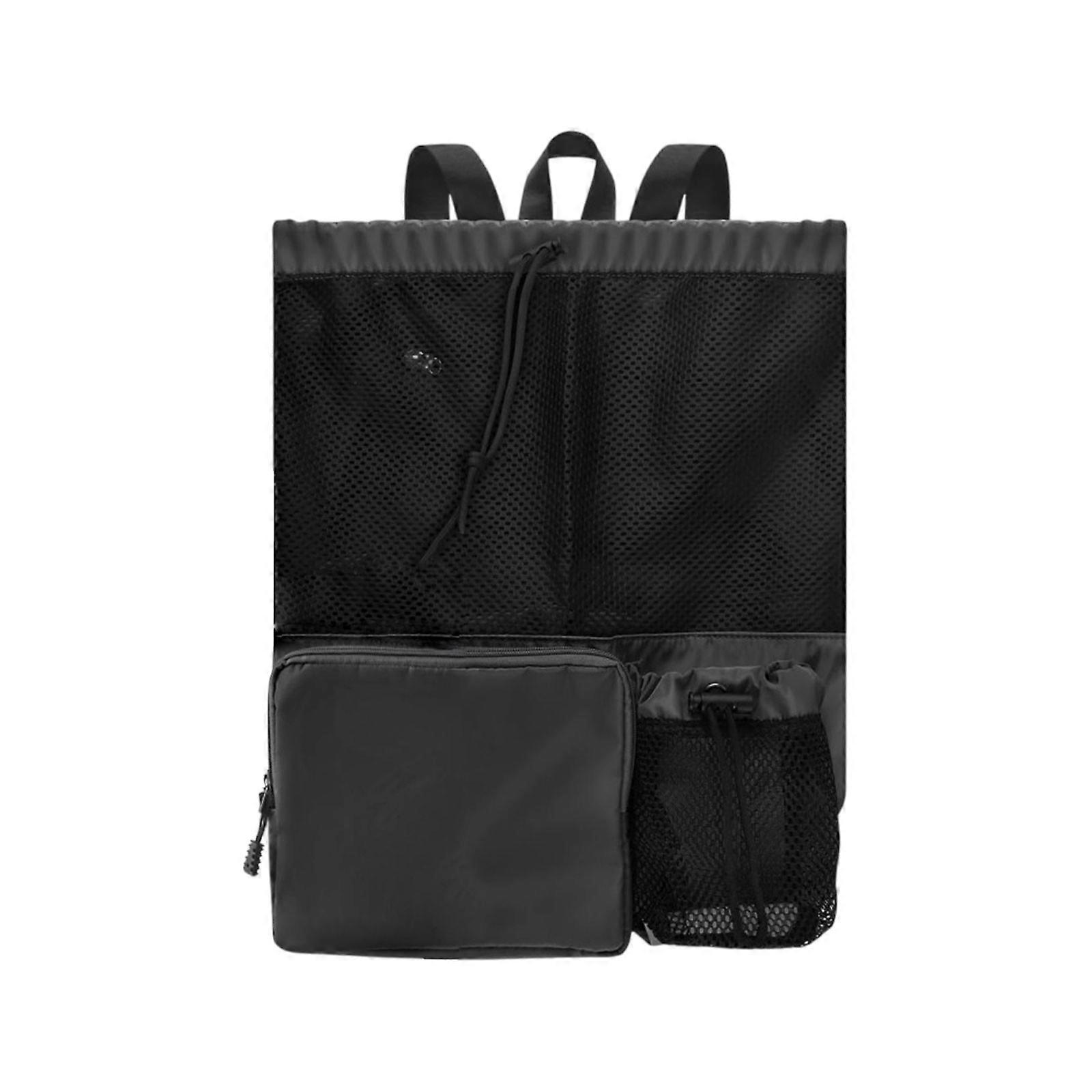 Swimming Bag Mesh Drawstring Backpack With Wet Bag Beach Backpack Gym Exercise Equipment Bag PUW0680