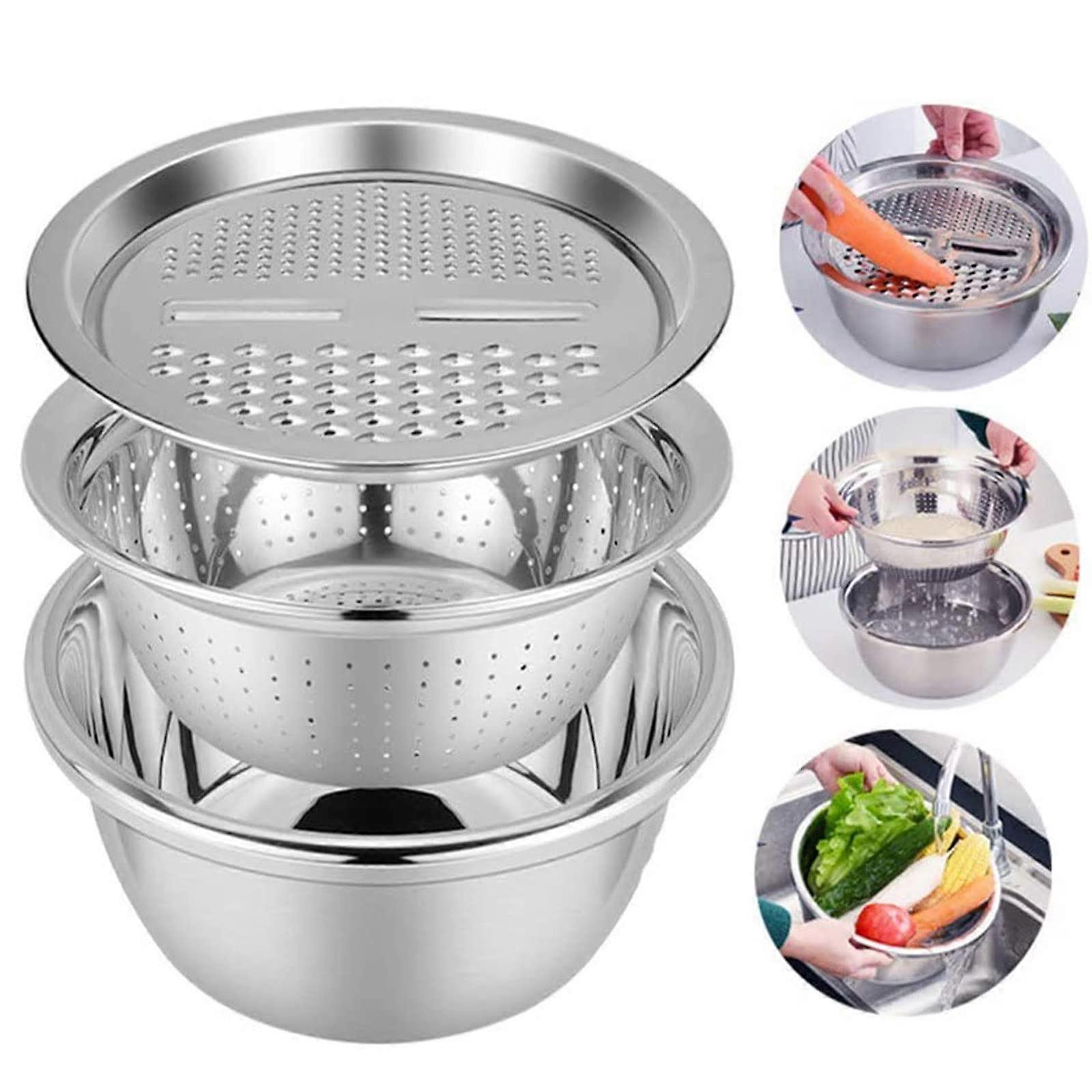Multifunctional Stainless Steel Grater Basin for Colanders Basin and Salad Maker Bowl