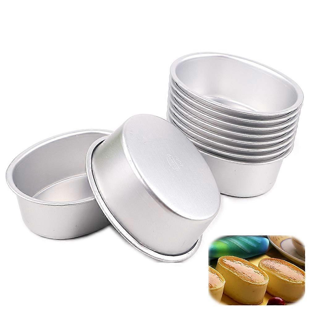 Oval Shape Aluminium Metal Cake Egg Mold Tart, 10 Pcs Set, Non-Stick Baking Molds for DIY Oven Bakery Tools, D04