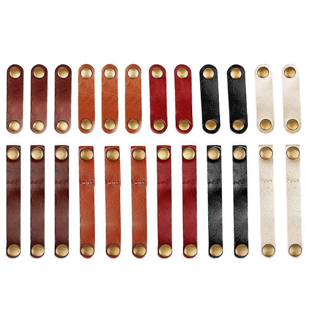 24pcs Leather Cable Straps Handmade Leather Cord Organizer Cable Tie Keeper
