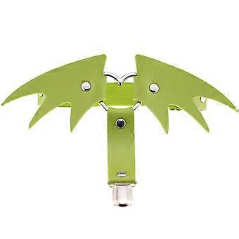 Women Punk Faux Leather Garter Belt Metal Heart Halloween Batwings Thigh Ring  Yellow