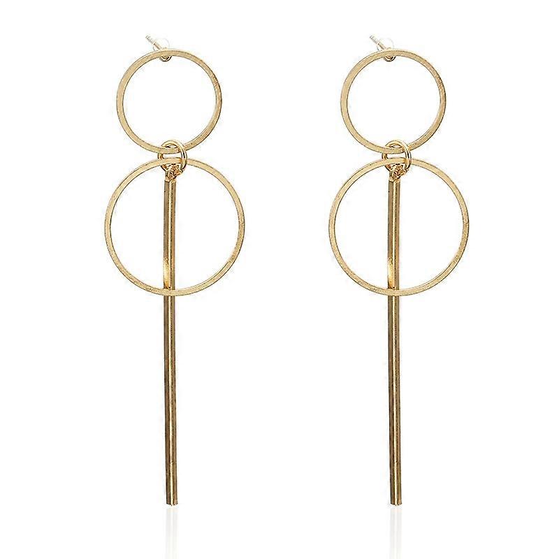 Geometric Hollow Large Small Circle Long Type Alloy Stud Earrings