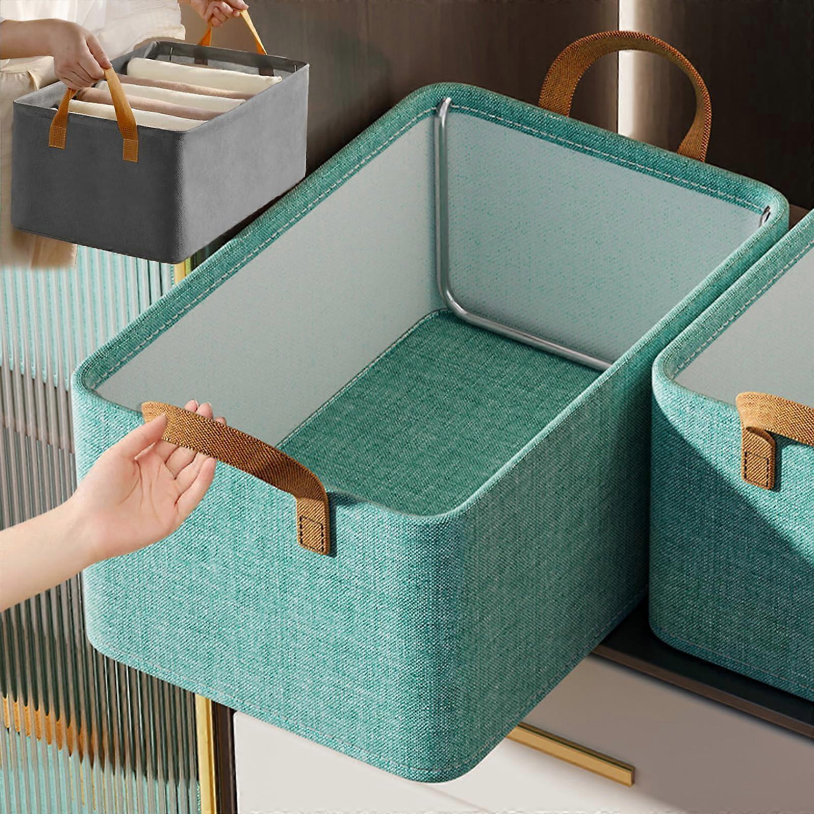 Multi-Functional Folding Wardrobe Organizer, Large Green Storage Box with Handle for Clothes, Bedding and Toys