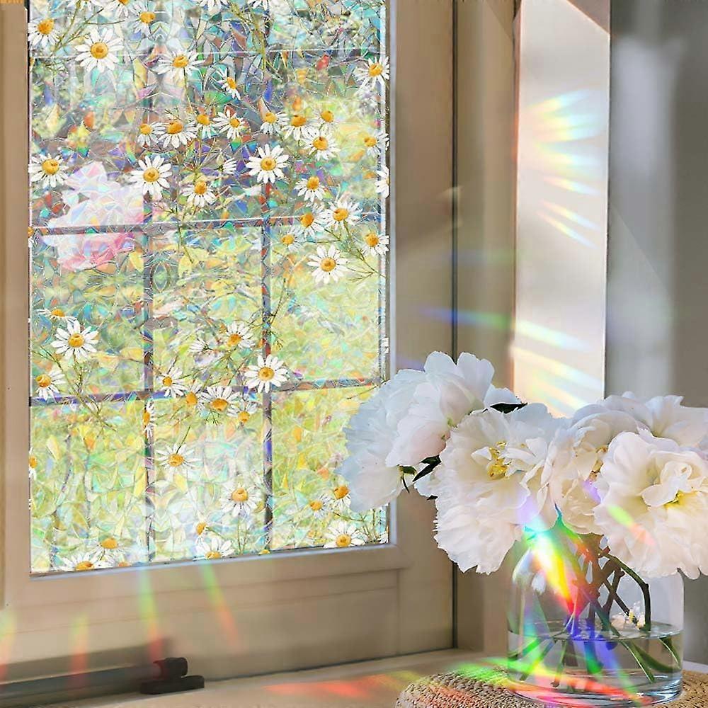Privacy Window Films Frosted Stained Glass Non-Adhesive Static Cling UV Proof Window Decor