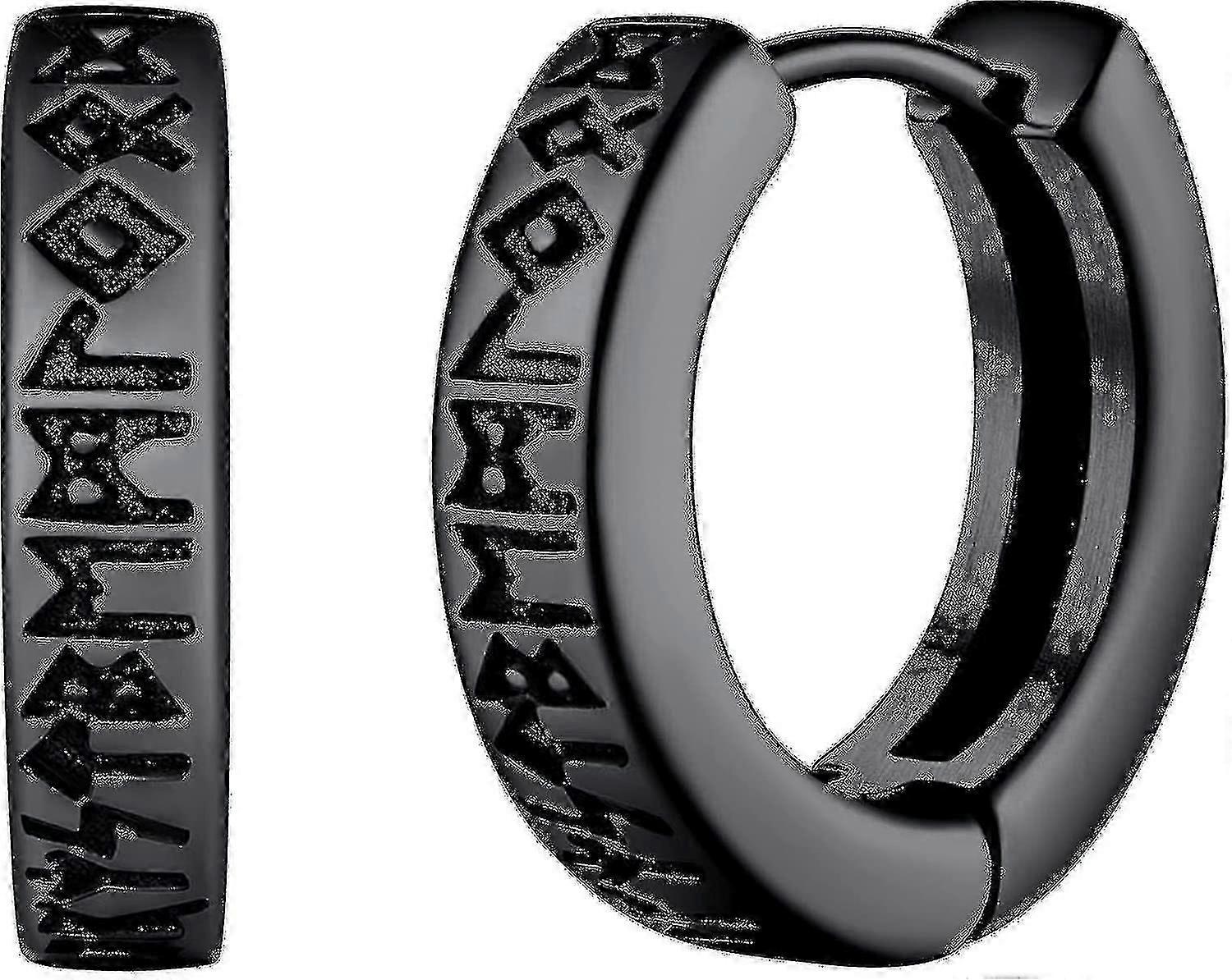Σκουλαρίκια κρίκοι Norse Viking Runes για άνδρες και γυναίκες 12 χιλ. Huggie Hoops με λεπτή συσκευασία δώρου