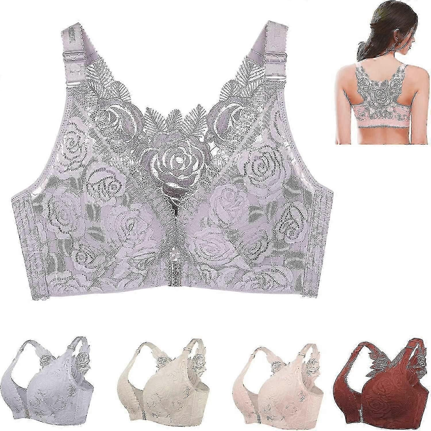 סודות פרחוניים חזיית ורד נוחות, חזיית רוז ליפט נוחות, חזייה פוש אפ סגירה קדמית ללא חוטים וללא תפרים