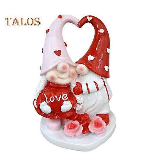 Couple Dwarf Figurine Resin Red Pink Couple Gnomes Ornament Table Shelf Mantel Decor Dwarf Statue Valentine's Day Gift for Him Her