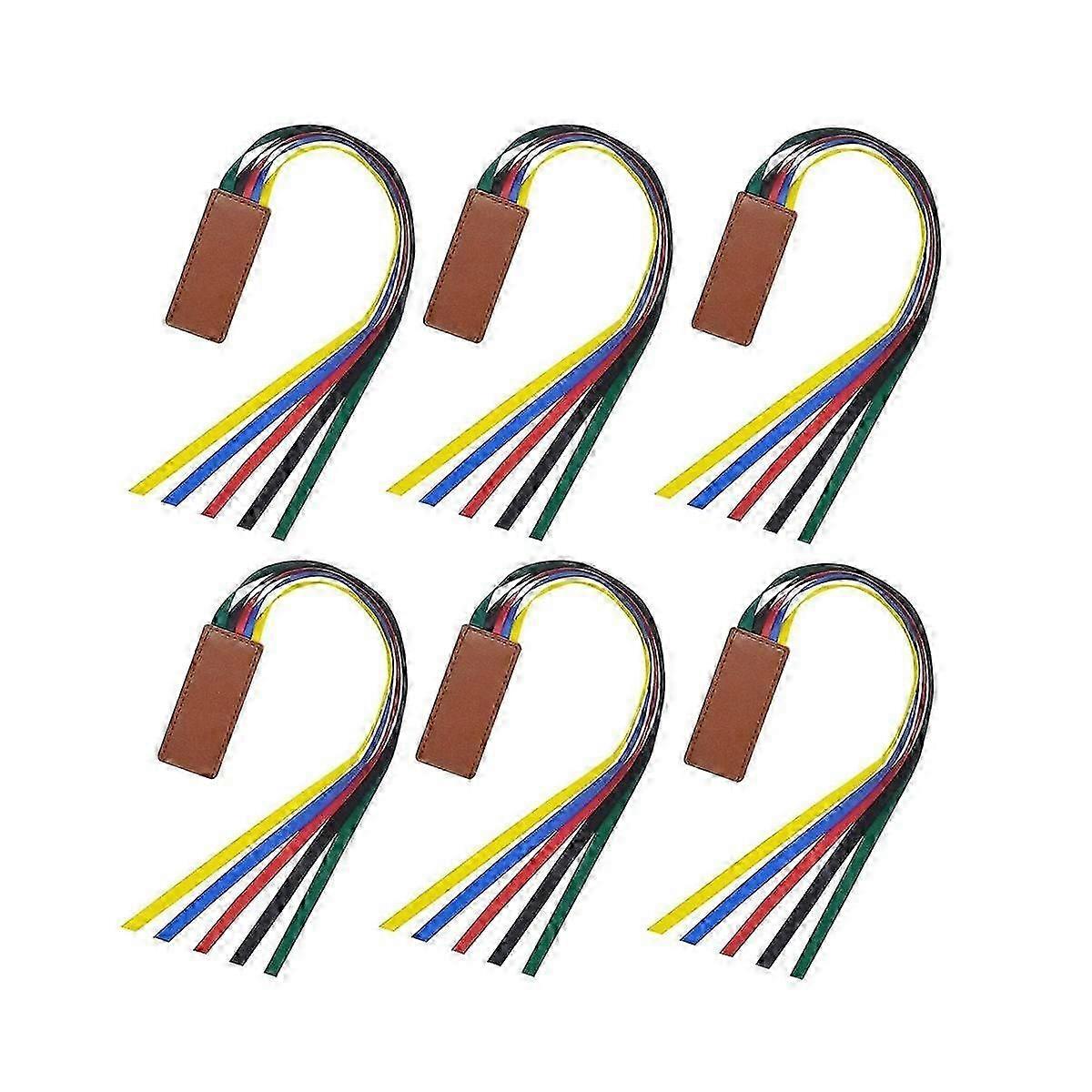 6kpl nauhakirjanmerkki nahkainen sivumerkki kirjan sivumerkit värikkäällä nauhalla keinonahkainen kirjamar