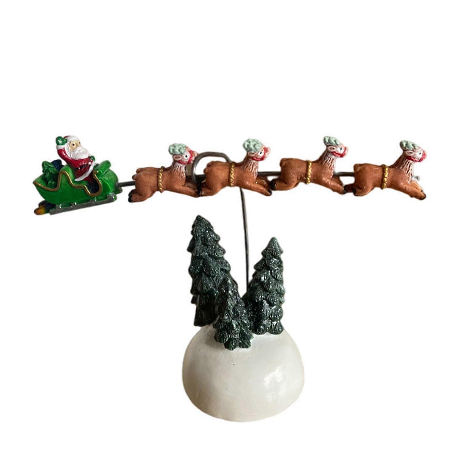 Multicolor Flying Sleigh Animated Village Statue