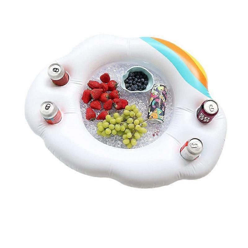 Inflatable Drinks Cooler, Hawaii Decorative Floating Bar for Pool, Floating Drink Holder Pool Inflatable for Filling with Ice and Water, Beach Party, 