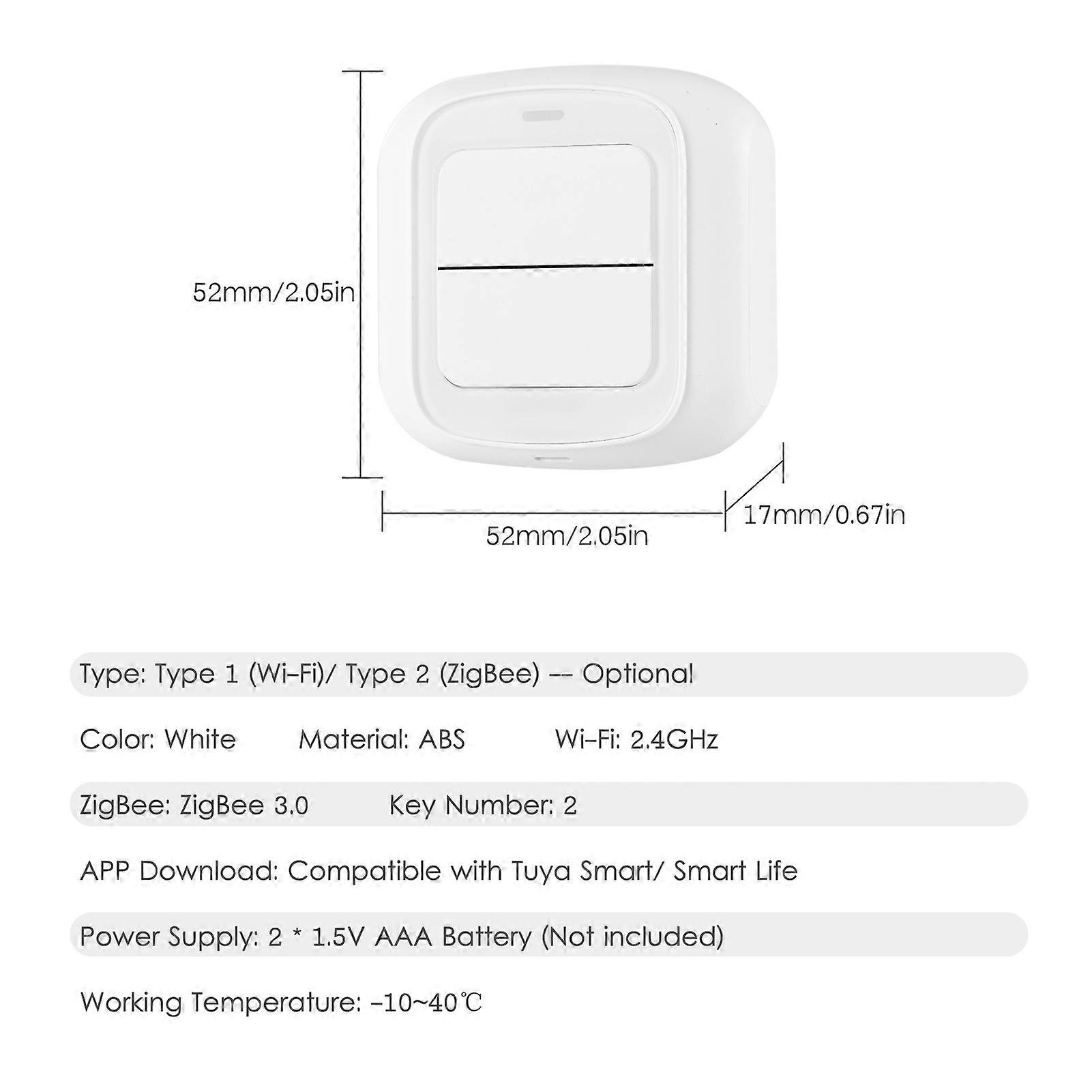 ZigBee Dual Push Button for DIY Home Automation Scene Linkage APP Remote Intelligent Light Switch Household Appliances Smart Control