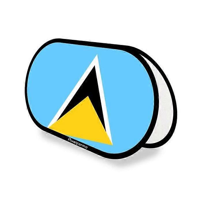 Oval Flag - Saint Lucia - 70 x 120 cm - Polyester - Double-sided printing - Retractable folding