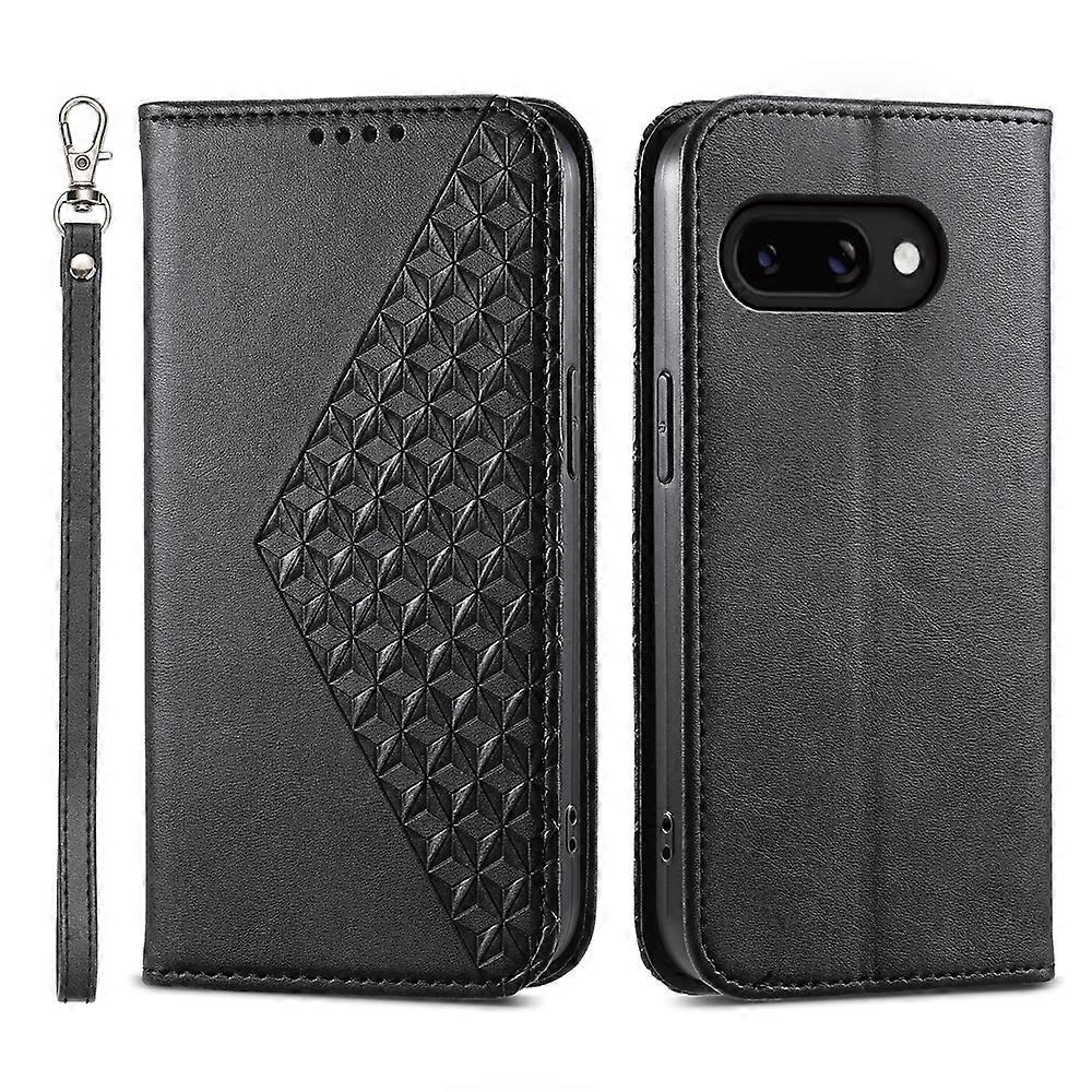Cubic Grid Calf Texture Magnetic Leather Phone Case