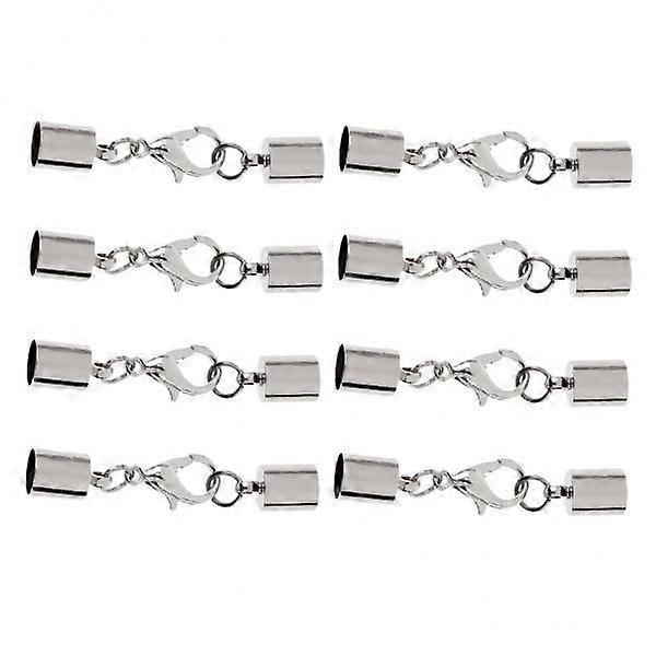 4x 8 Pcs Leather Cord End Caps Lobster Clasp Fit Round Bracelets Bangles Making