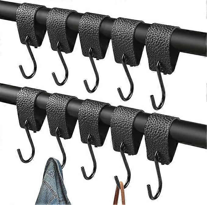 10pcs leather S-hooks hooks with strips for hanging camping lights