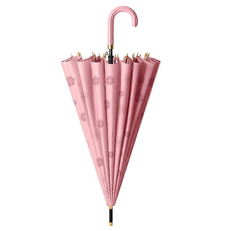 Automatic 24 Ribs Rain Umbrella Water Activated Flower Pattern Straight Umbrella with Curved Handle