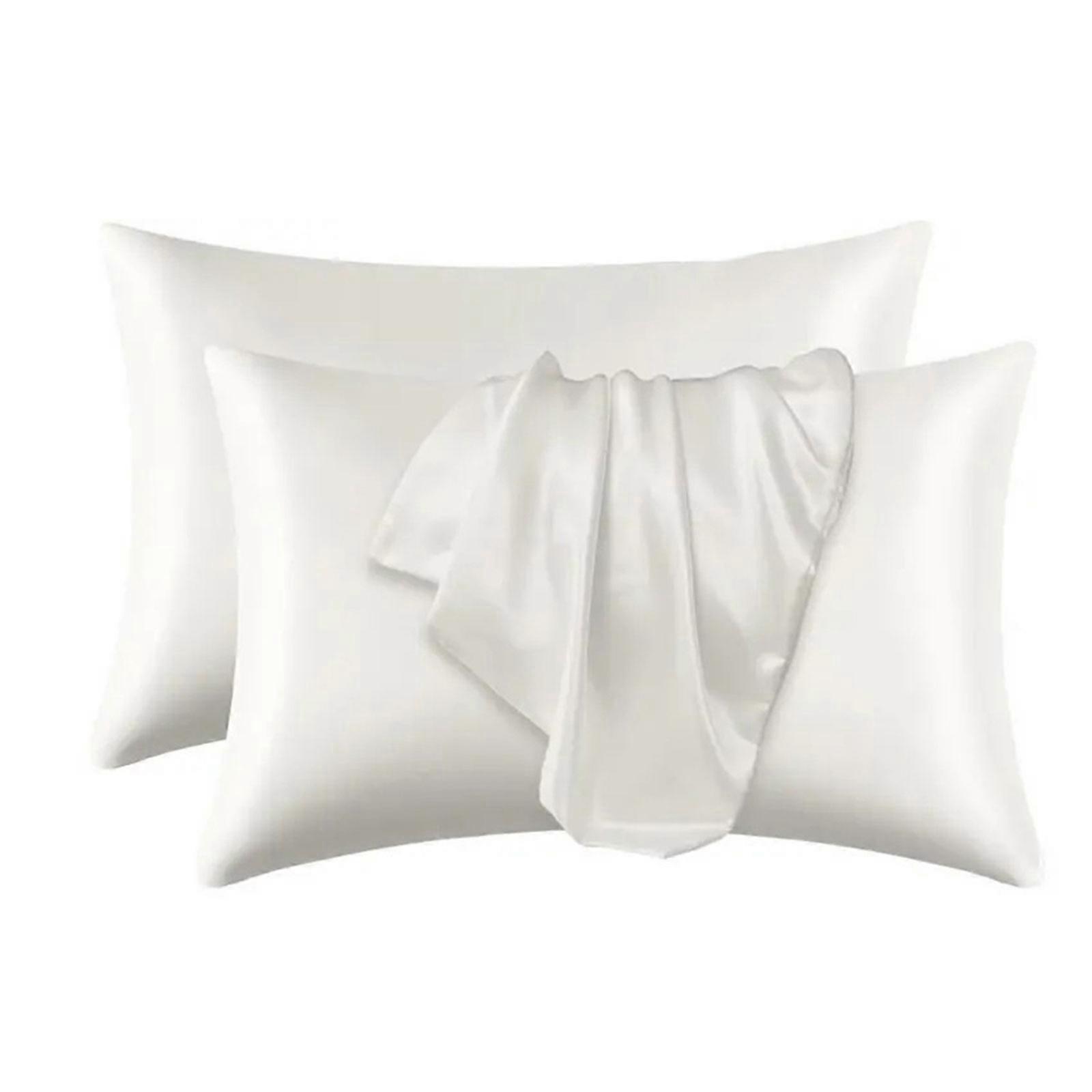 Simulated Silk Pillowcase Summer Type Pillow Cover Durability & Colorfast for Easy Removal and Washing White